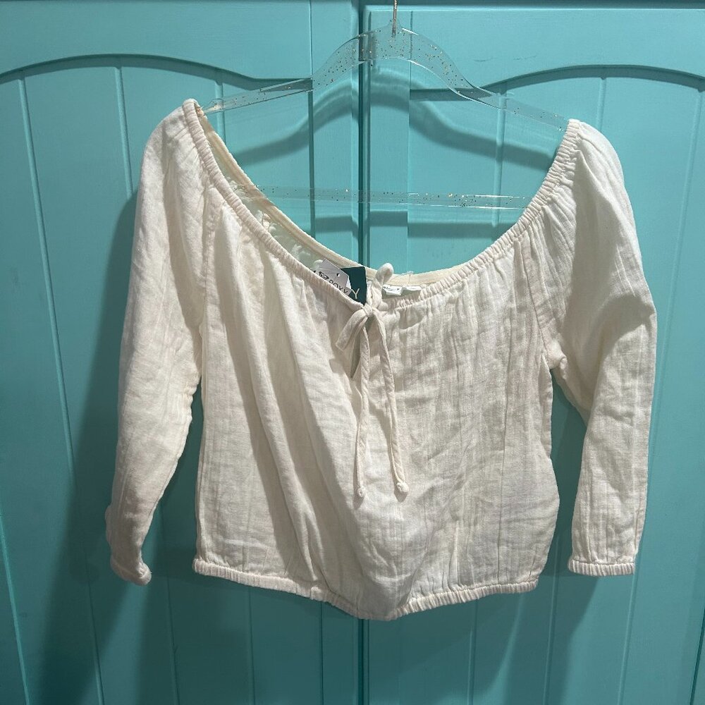 NWT Womens ROXY brand top off the shoulder crop - off white sz large